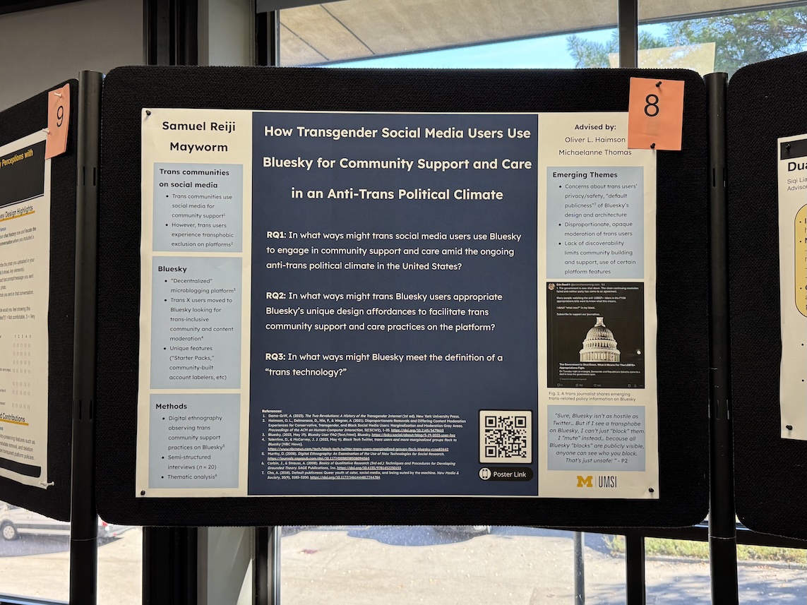 A photograph of my pre-candidacy research poster.